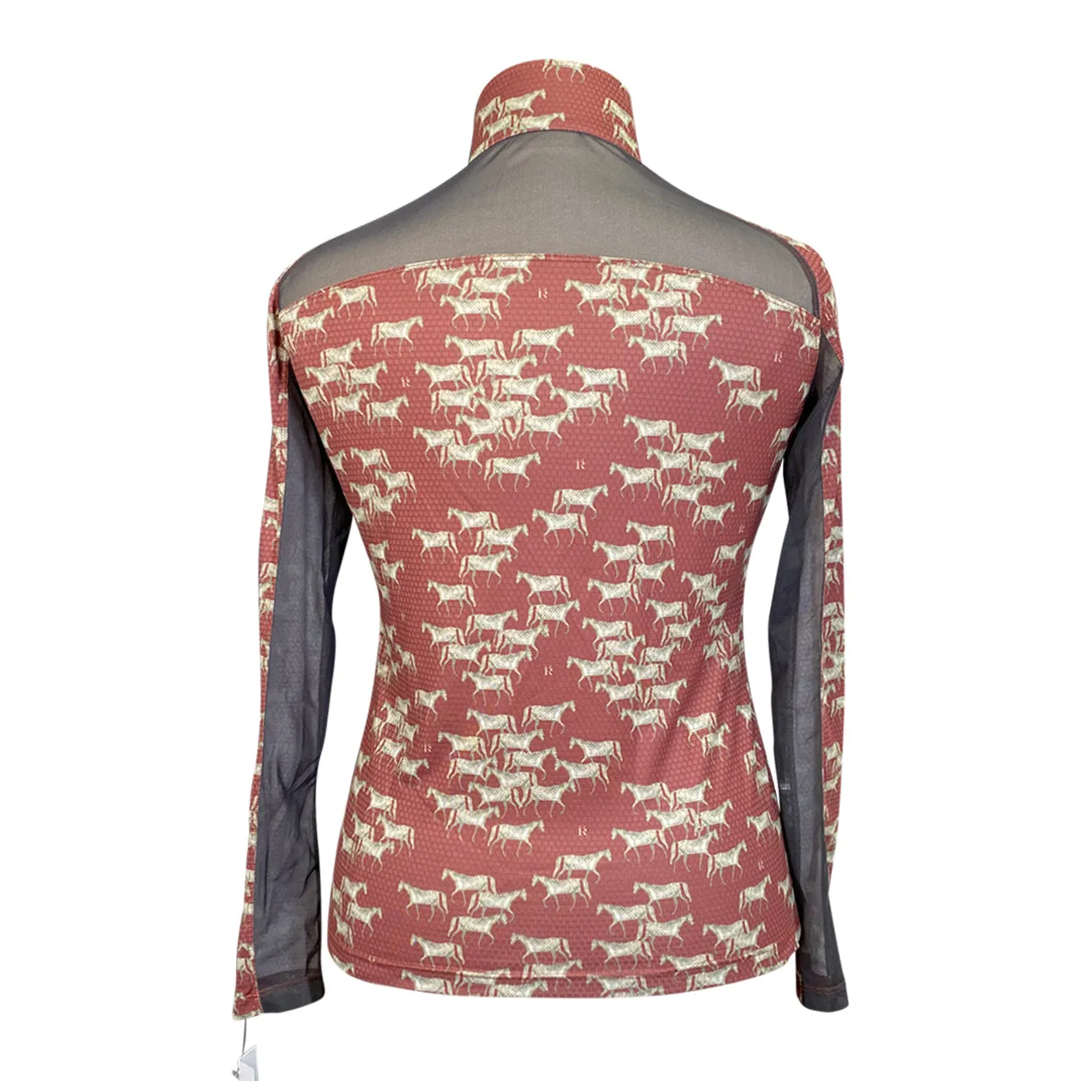 Rnner Aspen Zip Shirt in Dusty Rose/Horses - Women's XXL