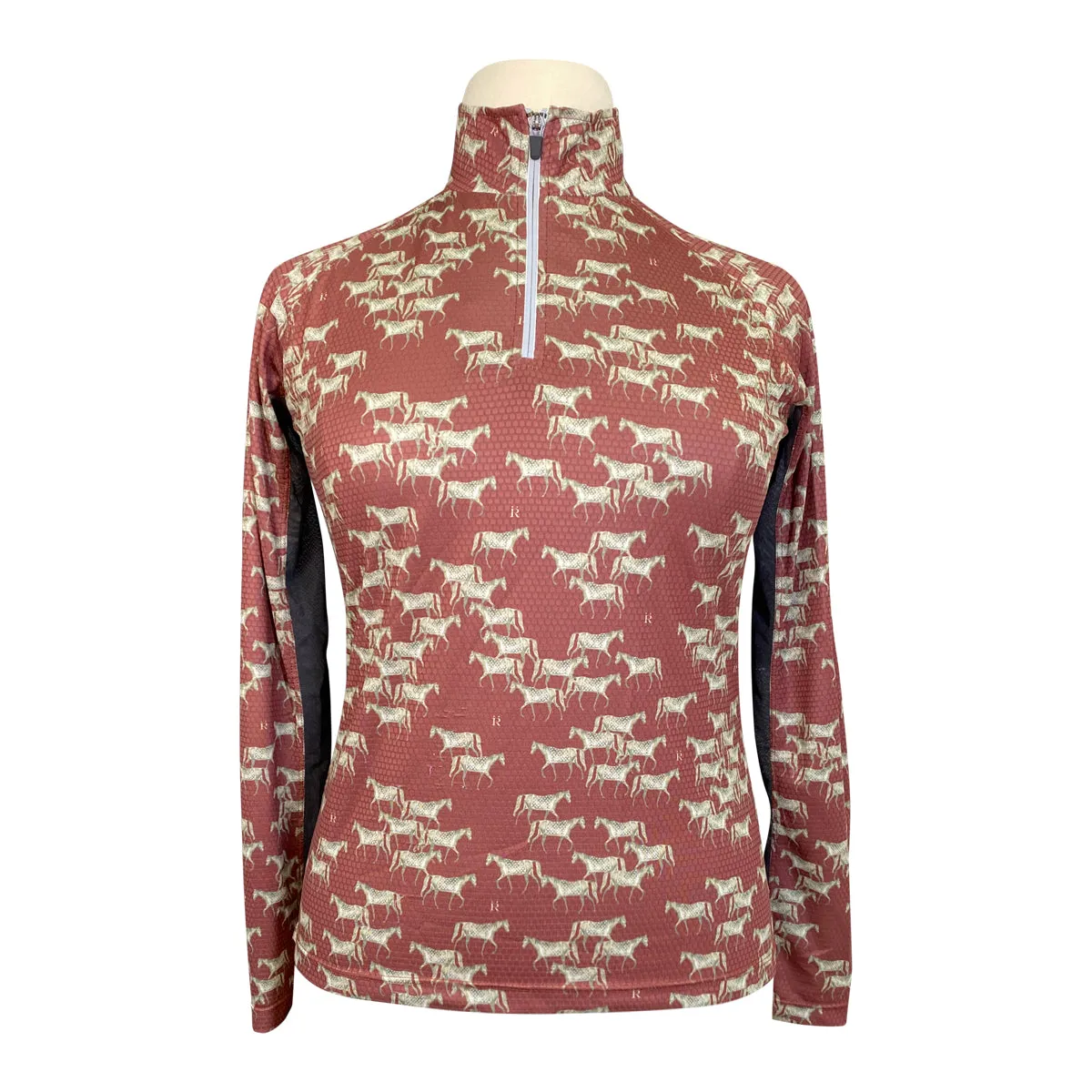 Rnner Aspen Zip Shirt in Dusty Rose/Horses - Women's XXL