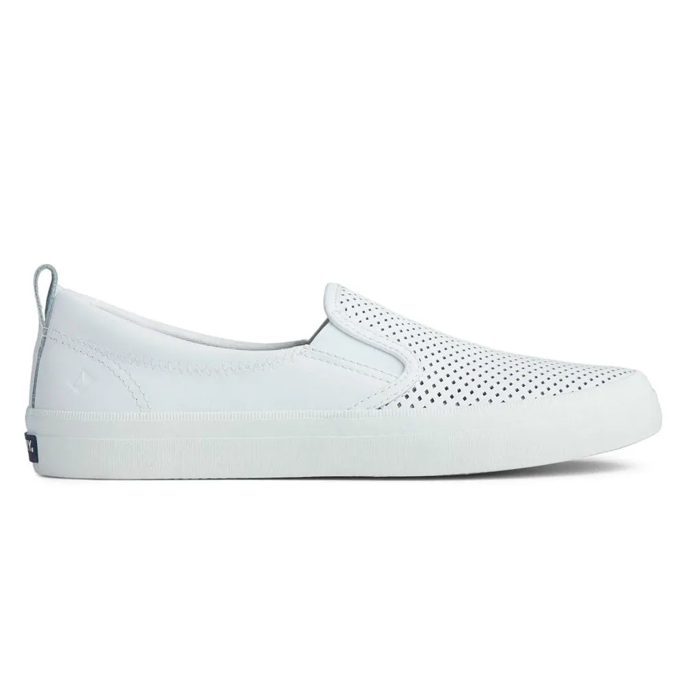 Sperry Women's Crest Twin Gore Leather Wave Perforated Sneaker- White