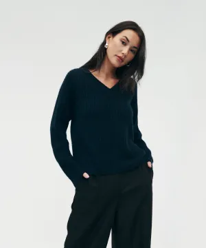 Super Luxe Cashmere Fisherman V-Neck Sweater