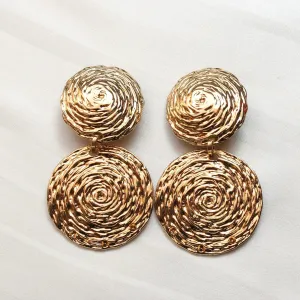 TFC Mashed Circles Gold Plated Dangler Earrings