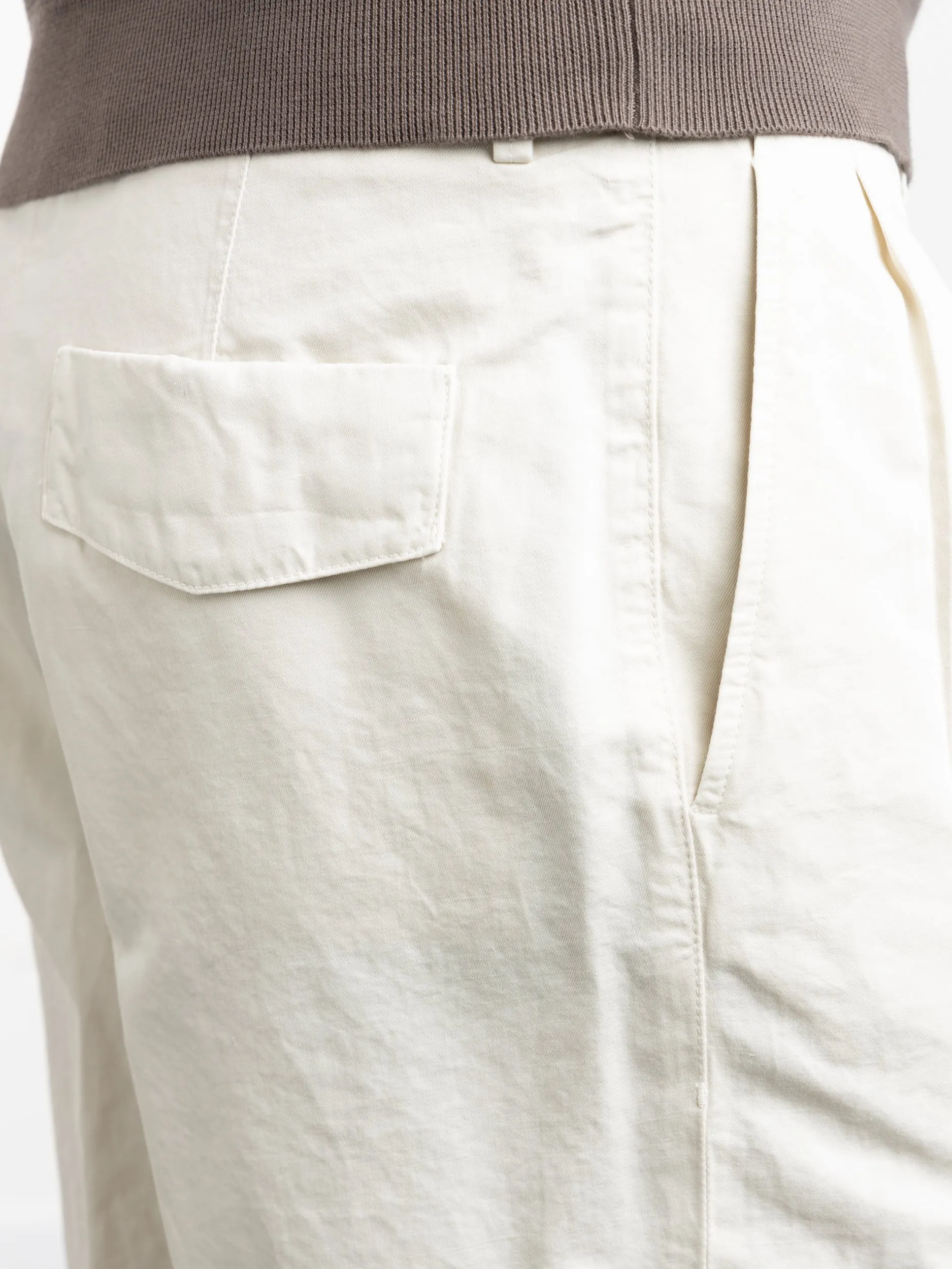 White Cotton-Linen Shorts