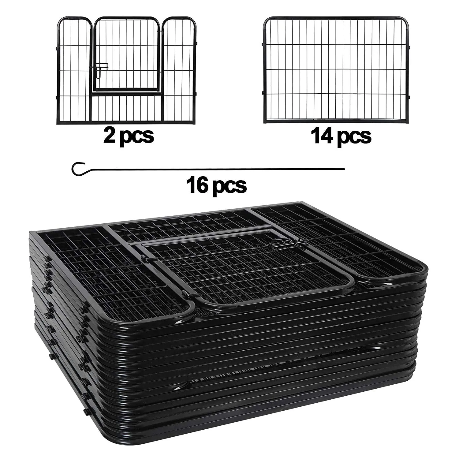 ZENY™ Foldable Metal Pet Playpen 16 Panels Exercise Puppy Fence Barrier