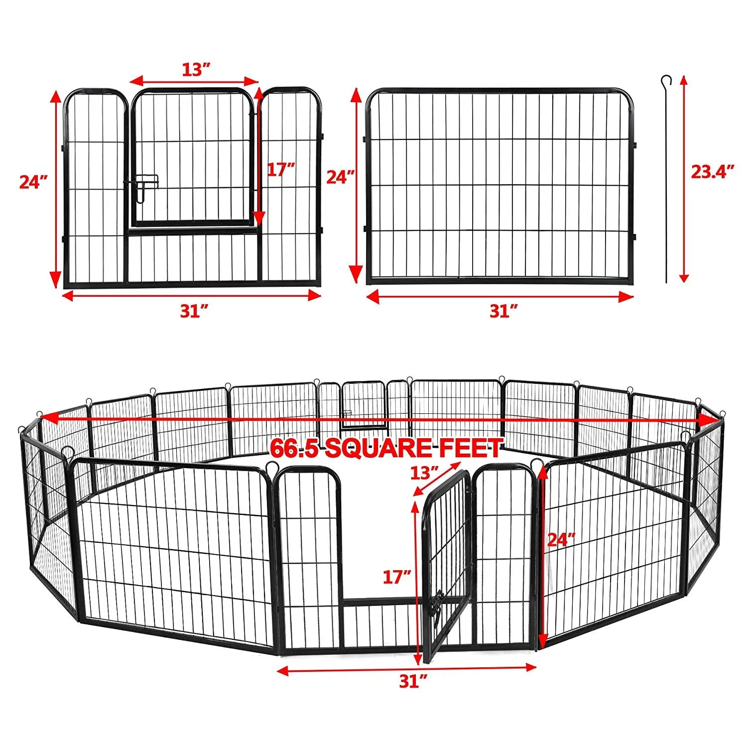 ZENY™ Foldable Metal Pet Playpen 16 Panels Exercise Puppy Fence Barrier